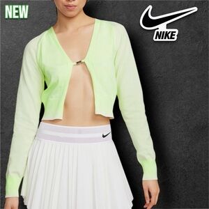 New Nike Sportswear Crop Cardigan Barely Volt/ Sea Glass/ Ivory